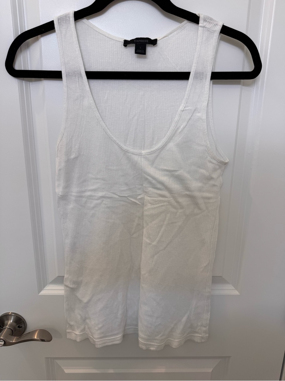 Express White Ribbed Scoop Neck Tank